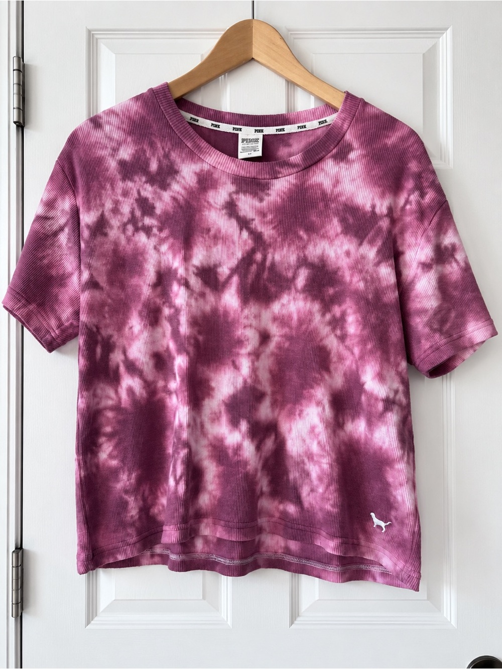 PINK Victoria's Secret Relaxed Tie-Dye Short Sleeve Tee - Pink, size small
